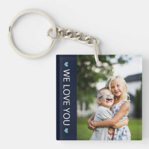 Porte-clés Navy Blue & White We Love You Photo Porte - clé