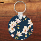 Porte-clés Navy Cream Magnolia Blossom Pattern (Verso)