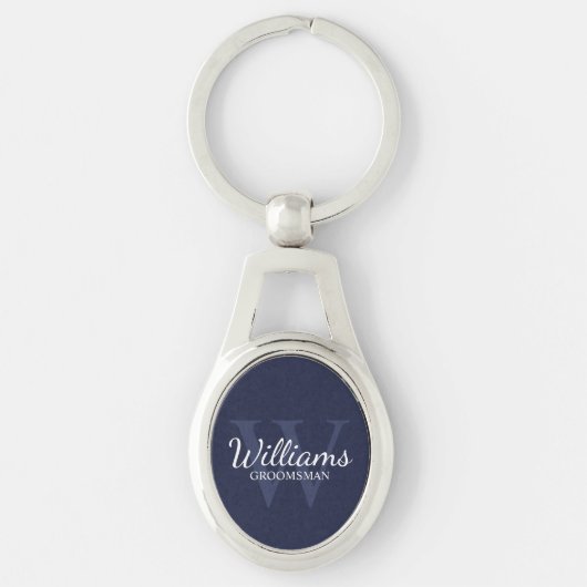 Porte-clés Navyh Personnalisé Script Groomsmen Nom&Monogramme (Devant)