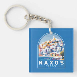 Porte-clés Naxos Grèce Illustration Voyage Art Vintage