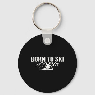 Porte-clés Né À Ski Motto Ski Alpin