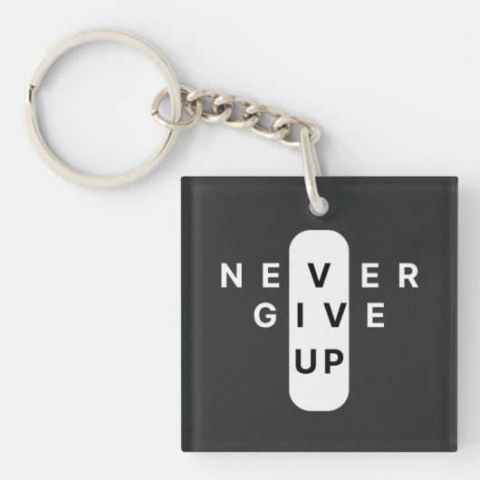 Porte-clés Ne jamais abandonner | Typographie minimaliste mod (Devant)