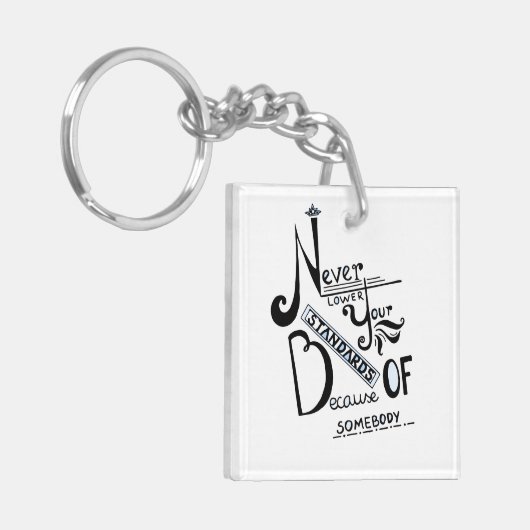Porte-clés Ne jamais baisser vos normes Motivation devis (Devant gauche)