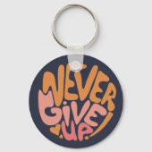 Porte-clés Ne jamais renoncer - Motivation rose et orange fon (Recto)