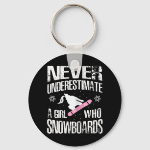 Porte-clés Ne jamais sous-estimer un snowboard Girl print mig