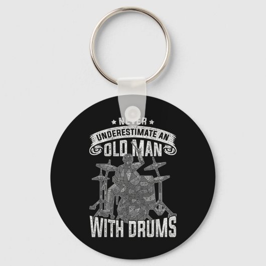 Porte-clés Ne jamais sous-estimer un vieil homme avec des tam (Recto)