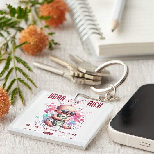 Porte-clés Né pour être riche (Devant Droit)