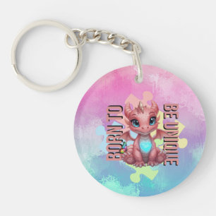 Porte-clés Né pour être unique – Dragon cœur bébé dragon mign