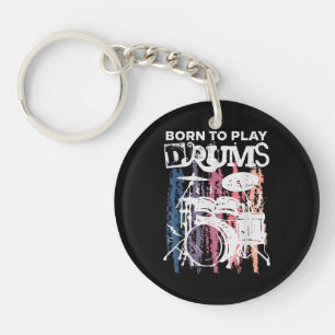Porte-clés Né Pour Jouer Drumming Rock Music Band Drumme