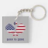 Porte-clés Né pour servir le drapeau américain Pickleball (Dos)