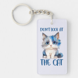 Porte-clés Ne regardez pas le chat - adorable chaton bleu