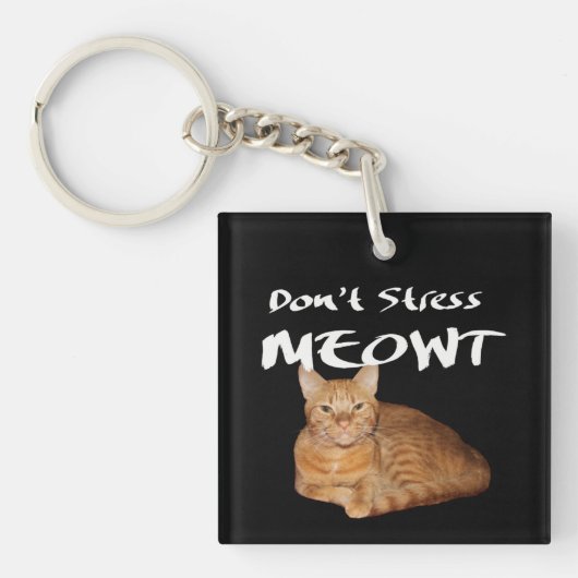Porte-clés Ne stress pas Meowt - Orange Chat me stress Out (Devant)