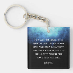 Porte-clés Nebula Moderne Personnalisé Jean 3:16 Écriture Bib