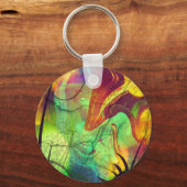 Porte-clés Nebula peinte - Opale de feu Abstrait (Recto)