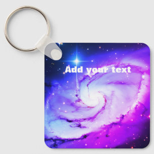 Porte-clés Nébuleuse galaxie rose bleu violet ajoutez votre n