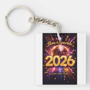 Porte-clés Née pour briller 2026 Boule disco Bonne Année
