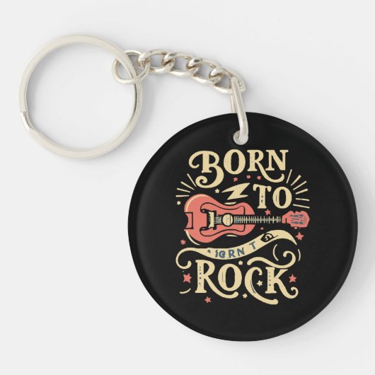 Porte-clés Née pour jouer de la guitare électrique Rock (Devant)
