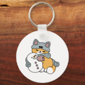 Porte-clés Neige beaucoup amusant Chat hiver vacances Design (Verso)