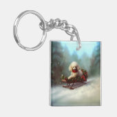 Porte-clés Neige de Noël caniche hiver (Devant gauche)