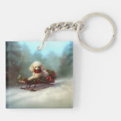 Porte-clés Neige de Noël caniche hiver (Dos)