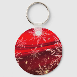 Porte-clés Neige de Noël sur arrière - plan rouge