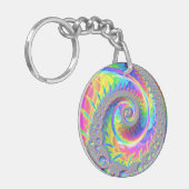 Porte-clés Neon Arc-en-ciel Spiral Fractal Art numérique Abst (Devant gauche)