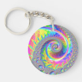 Porte-clés Neon Arc-en-ciel Spiral Fractal Art numérique Abst (Devant)