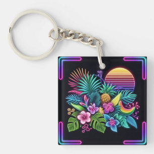 Porte-clés Néon coloré tropical/hawaïen