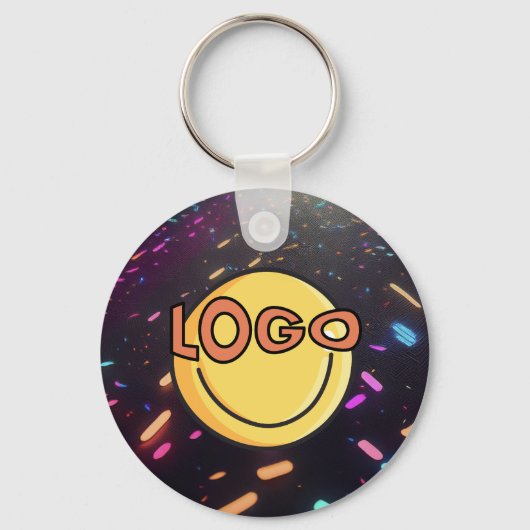 Porte-clés Neon Confetti Blacklight Custom Business Logo (Verso)