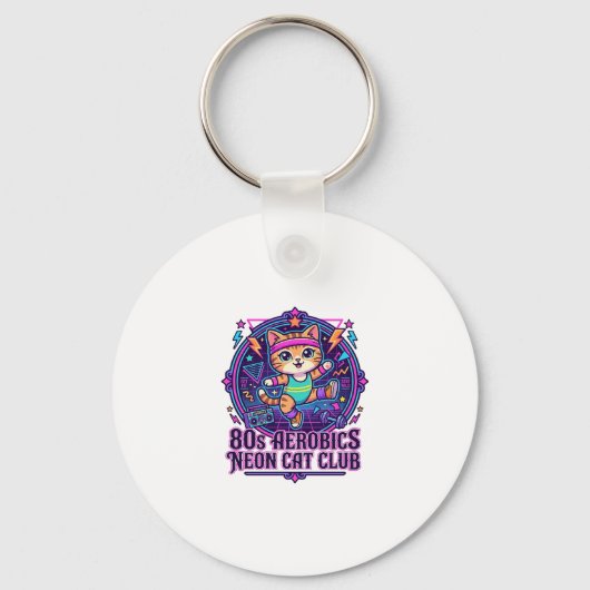 Porte-clés Néon de chat d'aérobic des années 80 - Conception (Recto)