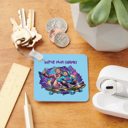 Porte-clés Neon Drive Keychain: Mother & Son Skate Gift (Bureau)