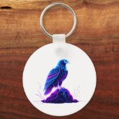 Porte-clés Neon Eagle on Glowing Rock – Cyberpunk Style (Recto)
