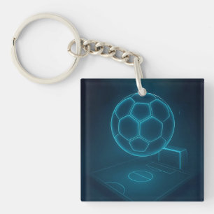 Porte-clés Neon Futuristic Soccer Field Art