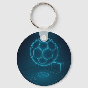 Porte-clés Neon Futuristic Soccer Field Art