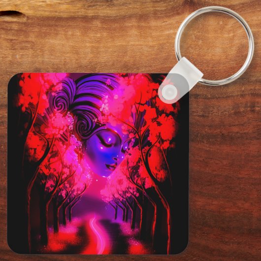 Porte-clés Neon Goddess in Enchanted Forest (Verso)