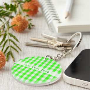 Porte-clés Neon Green En vichy Motif par Shirley Taylor