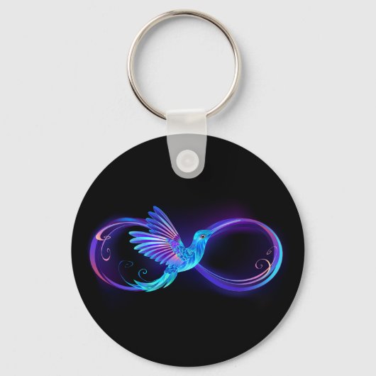 Porte-clés Neon Infinity Symbol with Glowing Hummingbird (Recto)