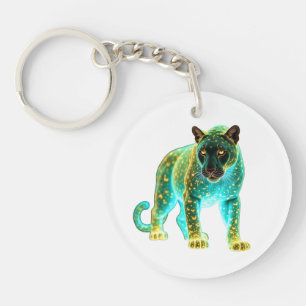 Porte-clés Neon Panther : L'art de la faune cosmique