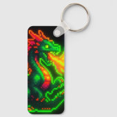 Porte-clés Neon Pixel Dragon - Retro Arcade Flame Design (Verso)