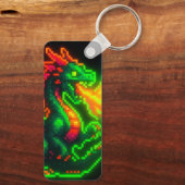 Porte-clés Neon Pixel Dragon - Retro Arcade Flame Design (Verso)