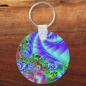 Porte-clés Neon Rainbow Fractal Art (Recto)