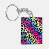 Porte-clés Neon Rainbow Leopard Motif Imprimer (Devant gauche)