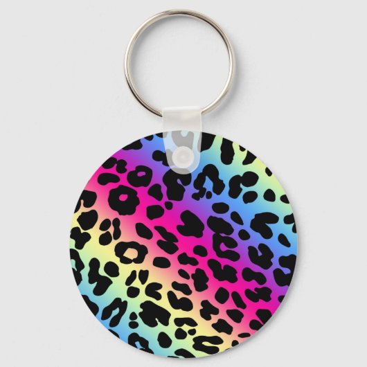 Porte-clés Neon Rainbow Leopard Motif Imprimer (Recto)