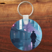 Porte-clés Neon Samurai Keychain – Retro Anime Tokyo Design (Recto)