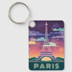 Porte-clés Neon Synthwave Tour Eiffel Paris France