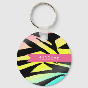 Porte-clés Neon Zebra Imprimer Porte - clé personnalisé