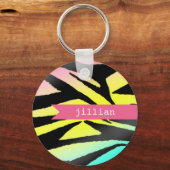 Porte-clés Neon Zebra Imprimer Porte - clé personnalisé (Recto)