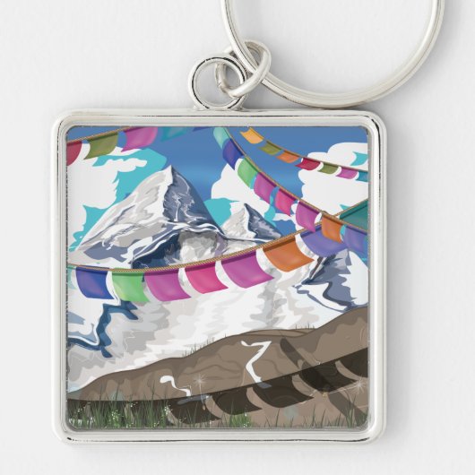 Porte-clés Nepal Himalayan Prayer Flags Travel poster (Devant)