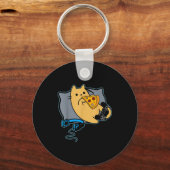 Porte-clés Nerdy Zza Eating Gamer Cat Game Paused (Recto)