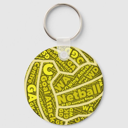 Porte-clés Netball Thème Jaune Typographie Conception Ball (Recto)